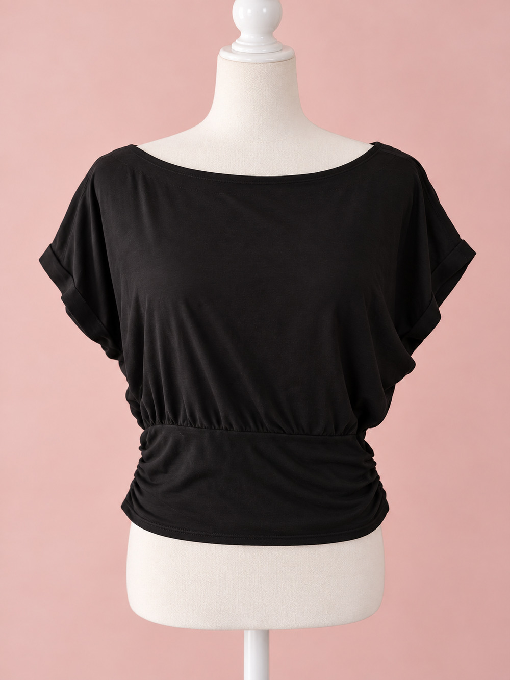 Anthropologie Maeve Black Blouson Top | Viscose Boat Neck Blouse | Women's 8